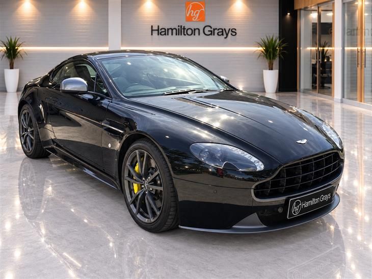 2014 (64) Aston Martin Vantage 4.7 V8 N430 Coupe Sportshift II. In Jet Black with Full Black Leather. 32k..FAMSH. Premium Audio.