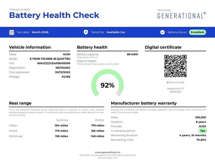 Audi e-tron Audi E-Tron Audi E-Tron 300kW 55 Quattro 95kWh Technik 5dr Auto — миниатюра 4